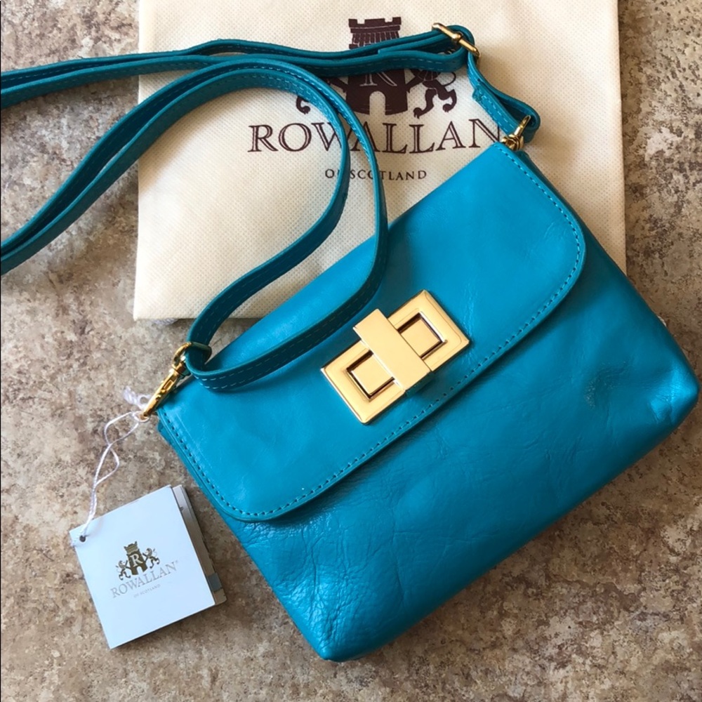 Rowallan NWT leather crossbody with dust bag teal